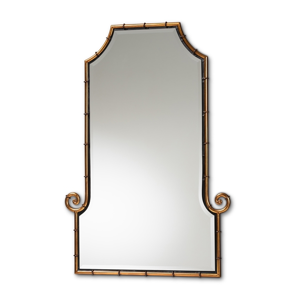 baxton studio Baxton Studio Layan Glamourous Hollywood Regency Style Gold Finished Metal Bamboo Inspired Accent Wall Mirror