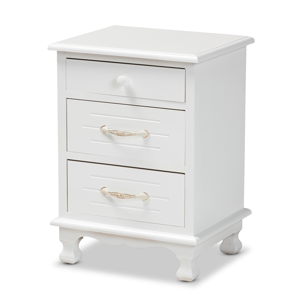baxton studio Baxton Studio Layton Classic and Traditional White Finished Wood 3-Drawer End Table