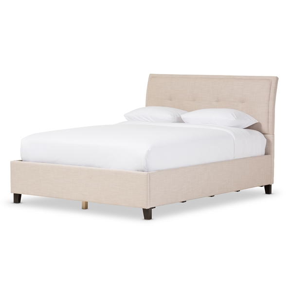 baxton studio Baxton Studio Lea Modern and Contemporary Beige Mix-Linen Queen Size Storage Platform Bed