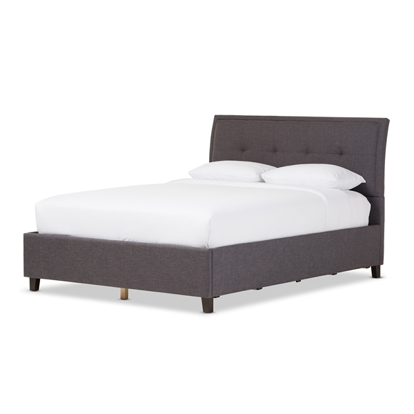 baxton studio Baxton Studio Lea Modern and Contemporary Dark Grey Fabric Queen Size Storage Platform Bed