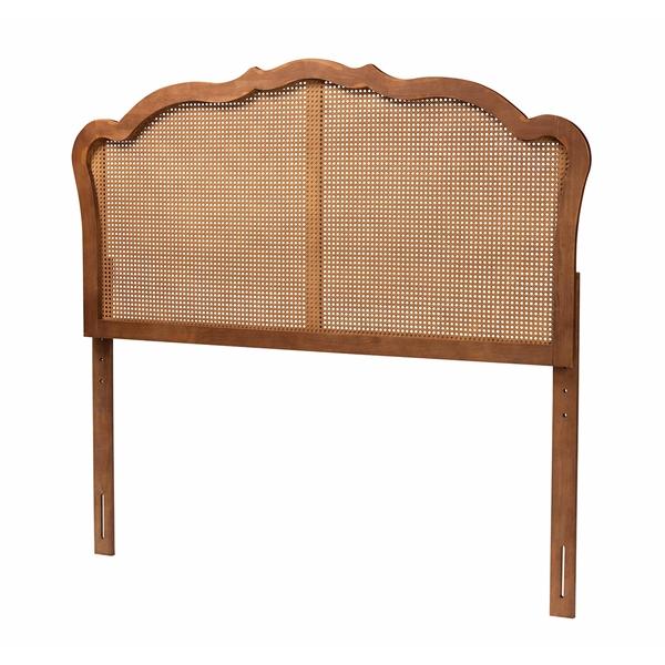 baxton studio Baxton Studio Leandra Classic and Traditional Ash Walnut Finished Wood King Size Headboard with Rattan
