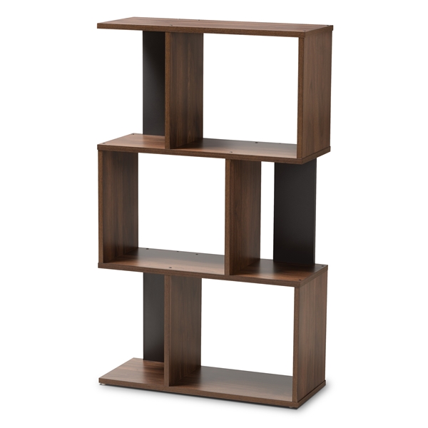 baxton studio Baxton Studio Legende Modern and Contemporary Brown and Dark Grey Finished Display Bookcase