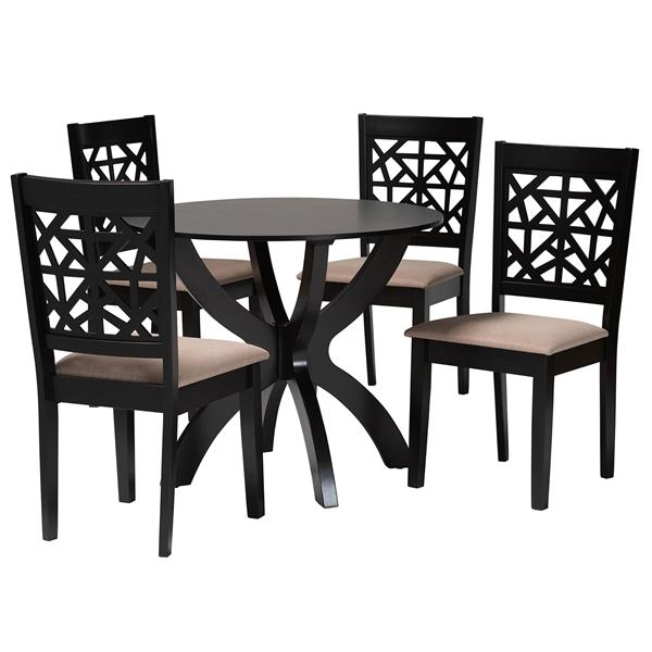 baxton studio Baxton Studio Lena Modern Beige Fabric and Dark Brown Finished Wood 5-Piece Dining Set