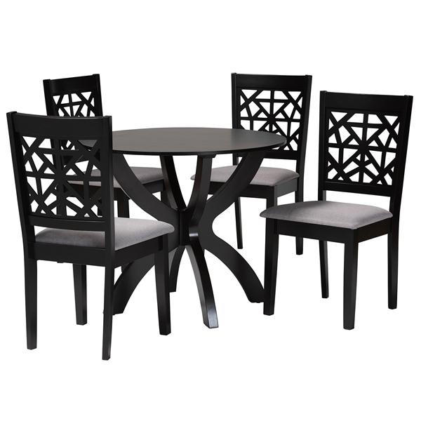 baxton studio Baxton Studio Lena Modern Grey Fabric and Dark Brown Finished Wood 5-Piece Dining Set