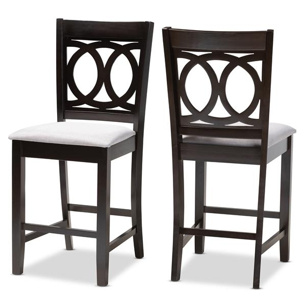 baxton studio Baxton Studio Lenoir Modern and Contemporary Gray Fabric Upholstered Espresso Brown Finished Wood Counter Height Pub Chair Set of 2