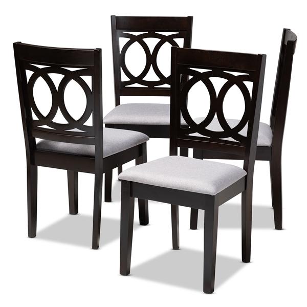 baxton studio Baxton Studio Lenoir Modern and Contemporary Gray Fabric Upholstered Espresso Brown Finished Wood Dining Chair Set of 4