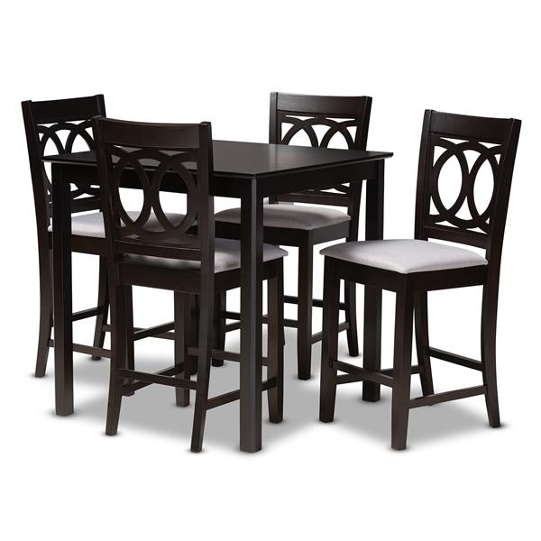 baxton studio Baxton Studio Lenoir Modern and Contemporary Gray Fabric Upholstered Espresso Brown Finished 5-Piece Wood Pub Set
