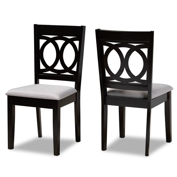 baxton studio Baxton Studio Lenoir Modern and Contemporary Grey Fabric Upholstered Espresso Brown Finished Wood 2-Piece Dining Chair Set