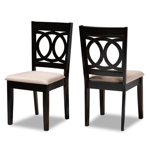 baxton studio Baxton Studio Lenoir Modern and Contemporary Sand Fabric Upholstered Espresso Brown Finished Wood 2-Piece Dining Chair Set