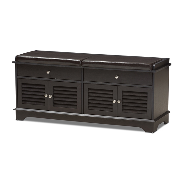 baxton studio Baxton Studio Leo Modern and Contemporary Dark Brown Wood 2-Drawer Shoe Storage Bench