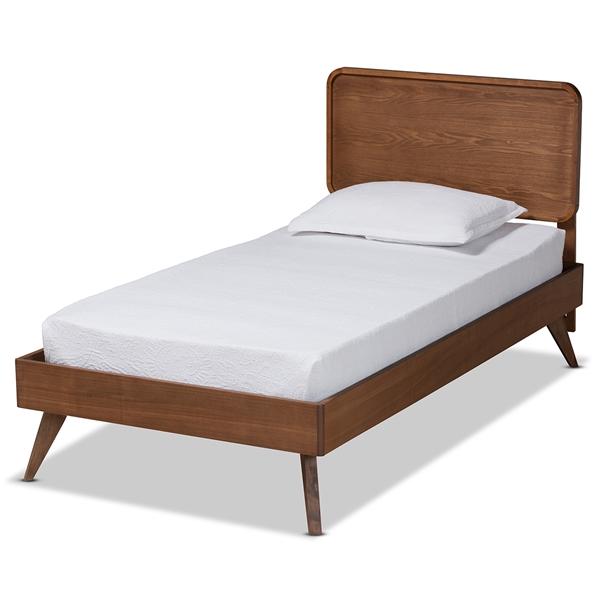 baxton studio Baxton Studio Leola Mid-Century Modern Transitional Walnut Brown Finished Wood Twin Size Platform Bed
