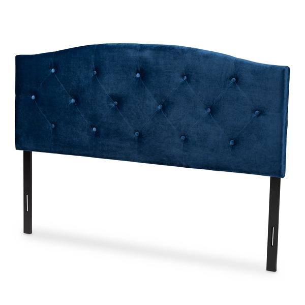baxton studio Baxton Studio Leone Modern and Contemporary Navy Blue Velvet Fabric Upholstered King Size Headboard