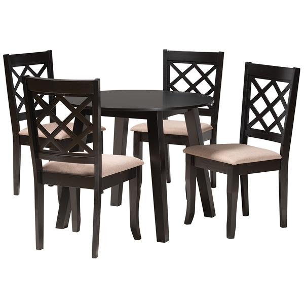 baxton studio Baxton Studio Lexi Modern Beige Fabric and Dark Brown Finished Wood 5-Piece Dining Set