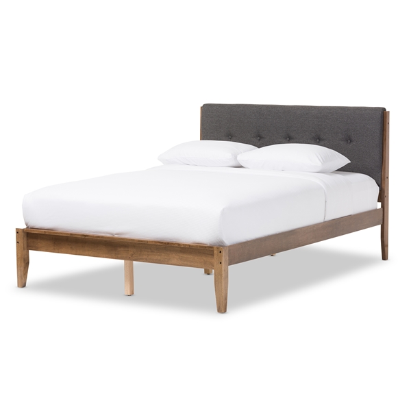 baxton studio Baxton Studio Leyton Mid-Century Modern Grey Fabric Upholstered King Size Platform Bed
