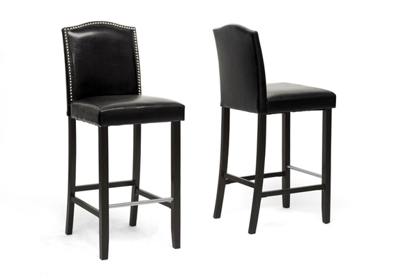baxton studio Baxton Studio Libra Black Modern Bar Stool with Nail Head Trim (Set of 2)