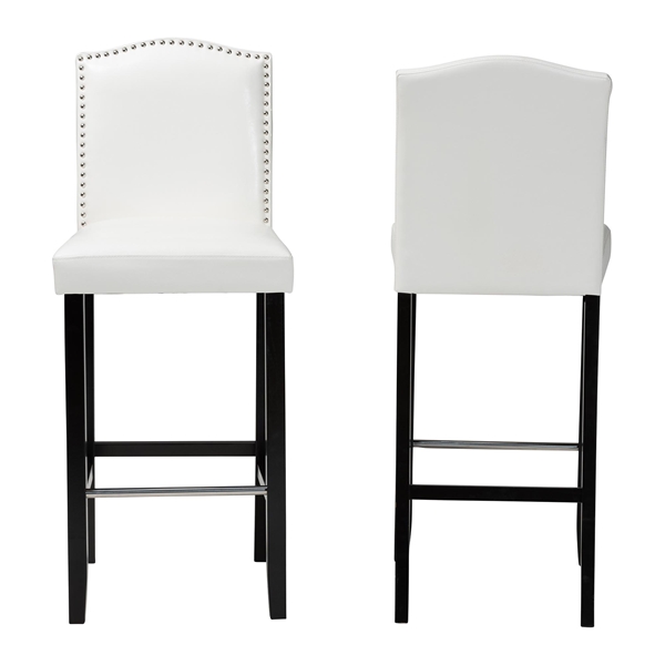 baxton studio Baxton Studio Libra White Modern Bar Stool with Nail Head Trim (Set of 2)