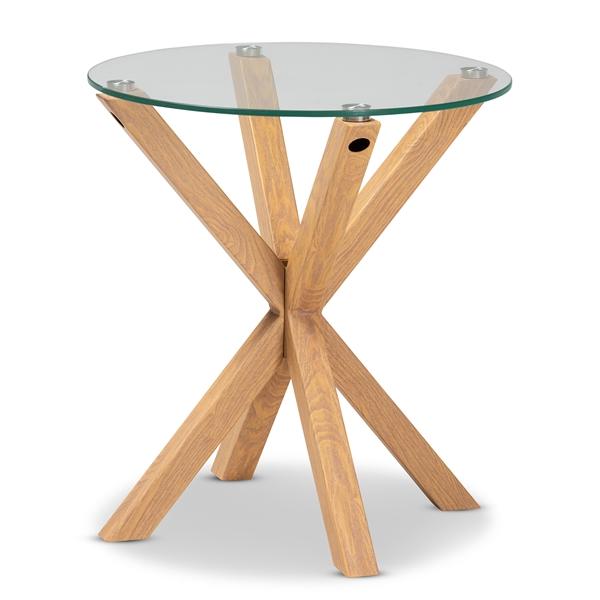 baxton studio Baxton Studio Lida Modern and Contemporary Glass and Wood Finished End Table