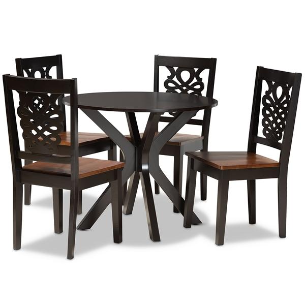 baxton studio Baxton Studio Liese Modern and Contemporary Transitional Two-Tone Dark Brown and Walnut Brown Finished Wood 5-Piece Dining Set