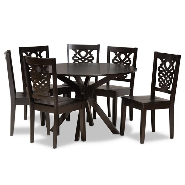 baxton studio Baxton Studio Liese Modern and Contemporary Transitional Dark Brown Finished Wood 7-Piece Dining Set