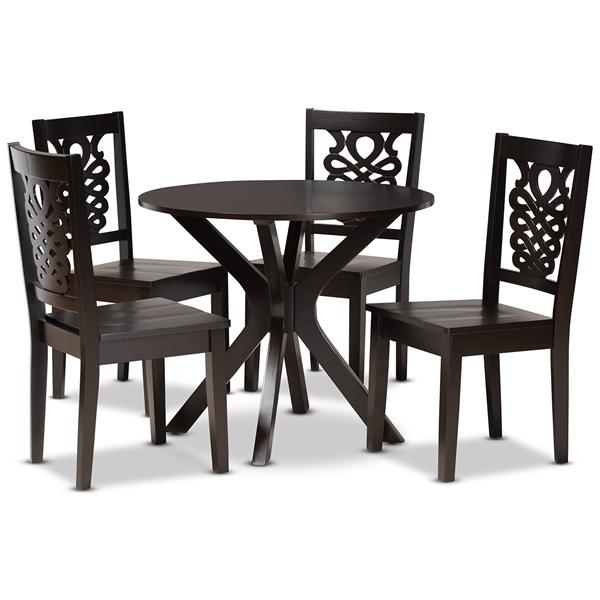 baxton studio Baxton Studio Liese Modern and Contemporary Transitional Dark Brown Finished Wood 5-Piece Dining Set