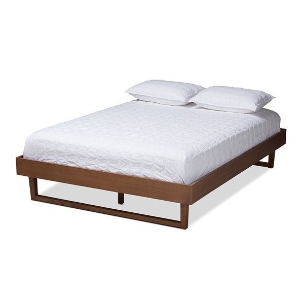 baxton studio Baxton Studio Liliya Mid-Century Modern Walnut Brown Finished Wood Full Size Platform Bed Frame