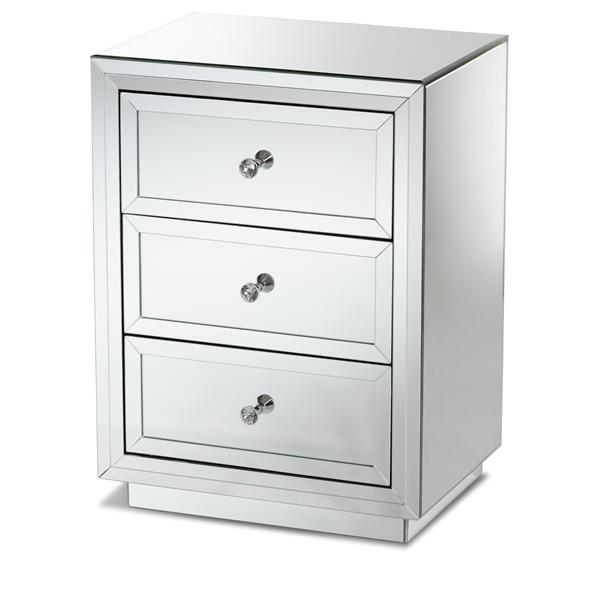 baxton studio Baxton Studio Lina Modern and Contemporary Hollywood Regency Glamour Style Mirrored 3-Drawer End Table End Table