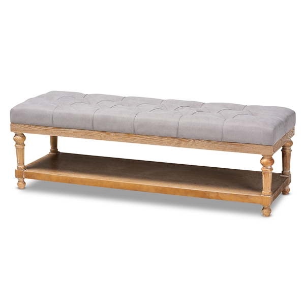 baxton studio Baxton Studio Linda Modern and Rustic Grey Linen Fabric Upholstered and Greywashed Wood Storage Bench