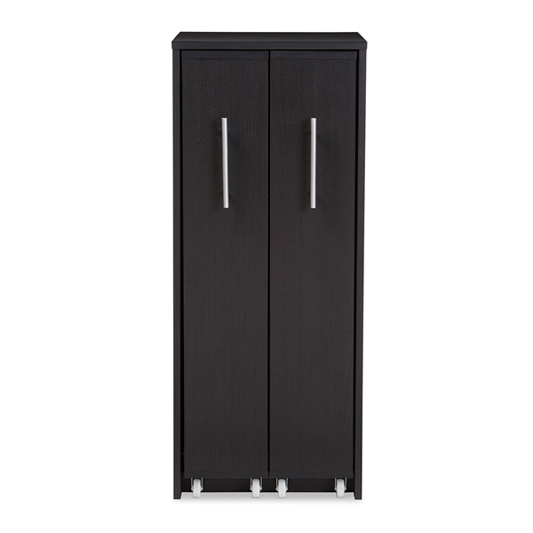 baxton studio Baxton Studio Lindo Dark Brown Wood Bookcase with Two Pulled-out Doors Shelving Cabinet