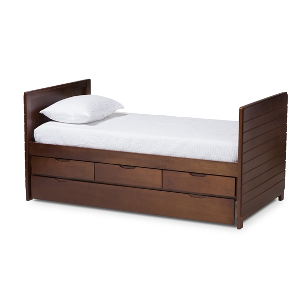 baxton studio Baxton Studio Linna Modern and Contemporary Walnut Brown-Finished Daybed with Trundle