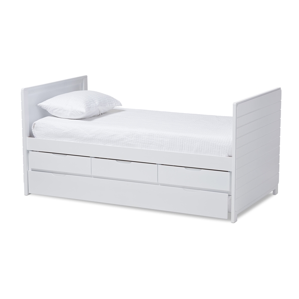 baxton studio Baxton Studio Linna Modern and Contemporary White-Finished Daybed with Trundle