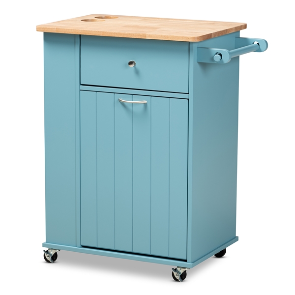 baxton studio Baxton Studio Liona Modern and Contemporary Sky Blue Finished Wood Kitchen Storage Cart