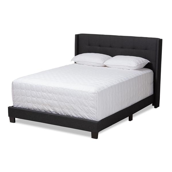 baxton studio Baxton Studio Lisette Modern and Contemporary Charcoal Grey Fabric Upholstered Queen Size Bed