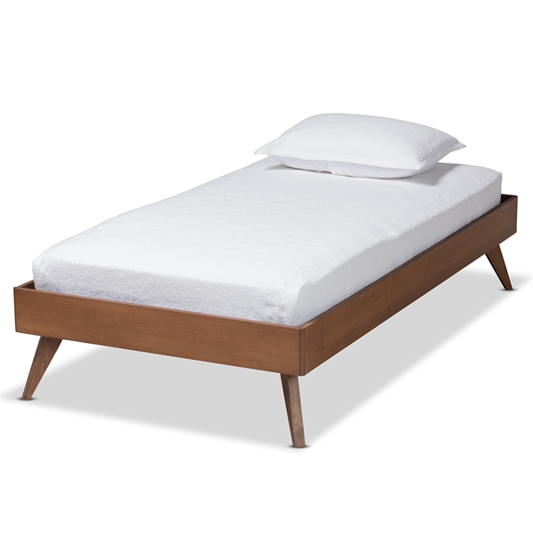 baxton studio Baxton Studio Lissette Mid-Century Modern Ash Walnut Finished Wood Twin Size Platform Bed Frame