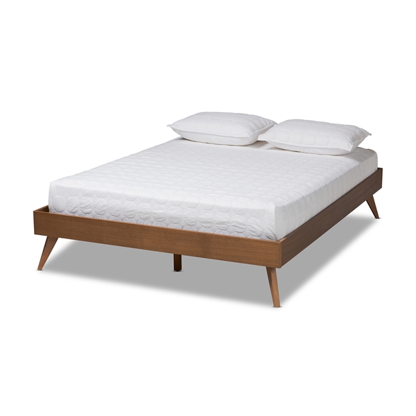 baxton studio Baxton Studio Lissette Mid-Century Modern Walnut Brown Finished Wood Full Size Platform Bed Frame