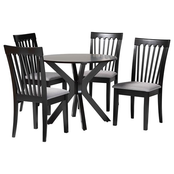 baxton studio Baxton Studio Lore Modern Grey Fabric and Dark Brown Wood 5-Piece Dining Set