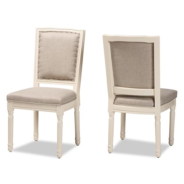 baxton studio Baxton Studio Louane Traditional French Inspired Grey Fabric Upholstered and White Finished Wood 2-Piece Dining Chair Set