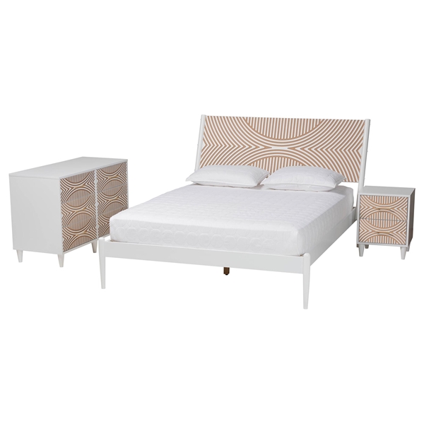 baxton studio Baxton Studio Louetta Carved Contrasting 3-Piece Bedroom Set
