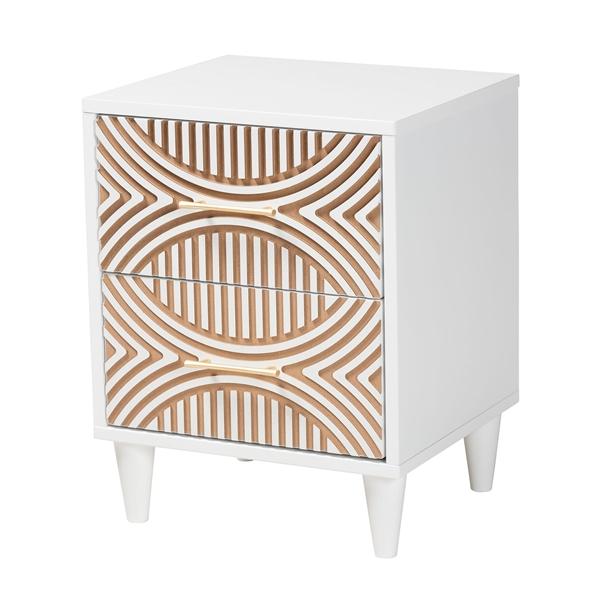 baxton studio Baxton Studio Louetta Carved Contrasting Nightstand