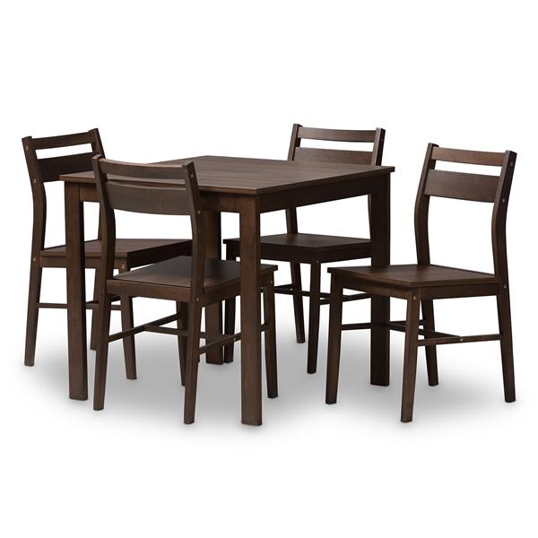 baxton studio Baxton Studio Lovy Modern and Contemporary Walnut-Finished 5-Piece Dining Set