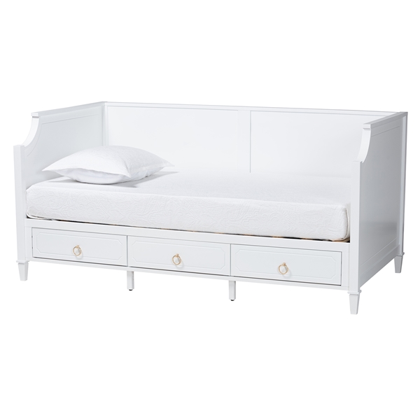 baxton studio Baxton Studio Lowri Classic and Traditional White Finished Wood Twin Size 3-Drawer Daybed