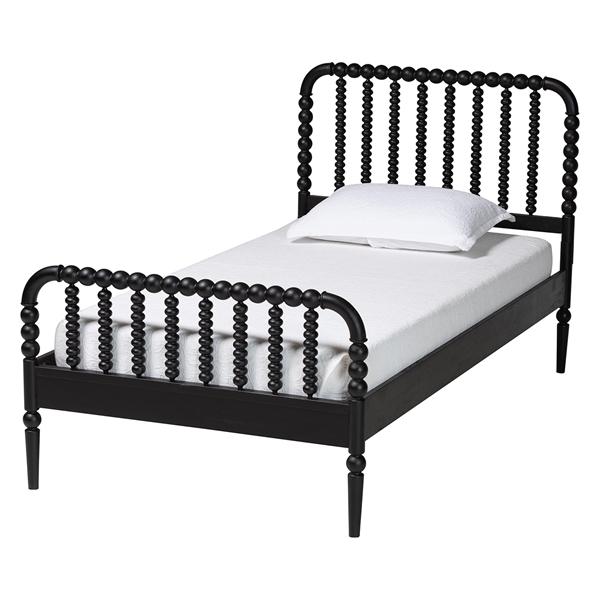 baxton studio Baxton Studio Lucera Mid-Century Black Twin Size Bobbin Bed