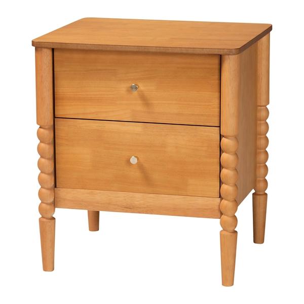 baxton studio Baxton Studio Lucera Mid-Century Oak Brown 2-Drawer Bobbin Nightstand