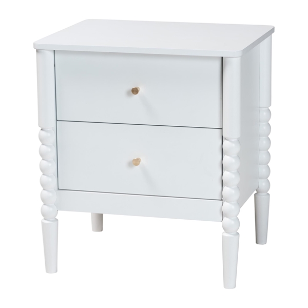 baxton studio Baxton Studio Lucera Mid-Century White 2-Drawer Bobbin Nightstand
