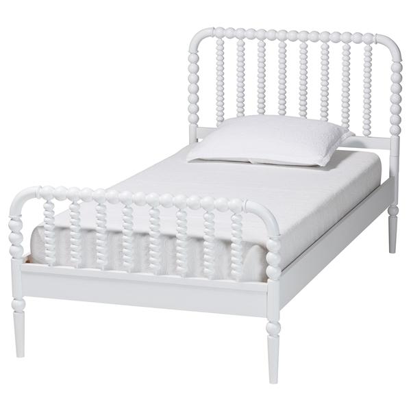 baxton studio Baxton Studio Lucera Mid-Century White Twin Size Bobbin Bed