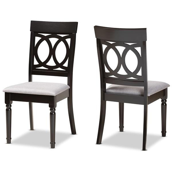 baxton studio Baxton Studio Lucie Modern and Contemporary Grey Fabric Upholstered and Espresso Brown Finished Wood 2-Piece Dining Chair Set