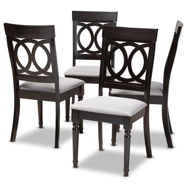 baxton studio Baxton Studio Lucie Modern and Contemporary Grey Fabric Upholstered Espresso Brown Finished Wood Dining Chair (Set of 4)