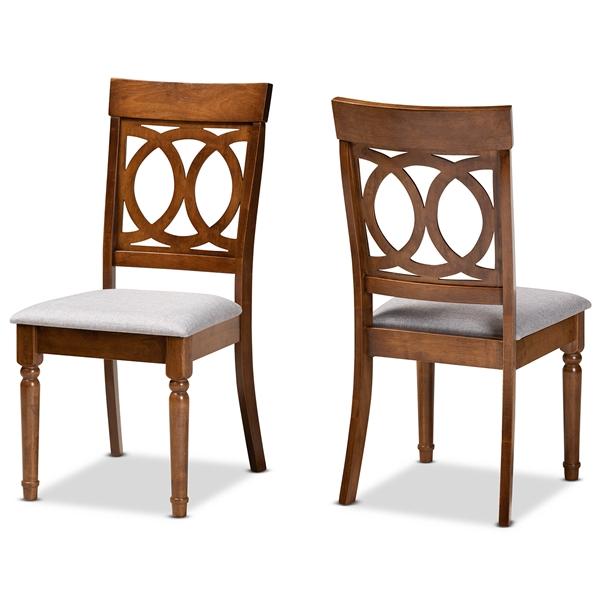 baxton studio Baxton Studio Lucie Modern and Contemporary Grey Fabric Upholstered and Walnut Brown Finished Wood 2-Piece Dining Chair Set