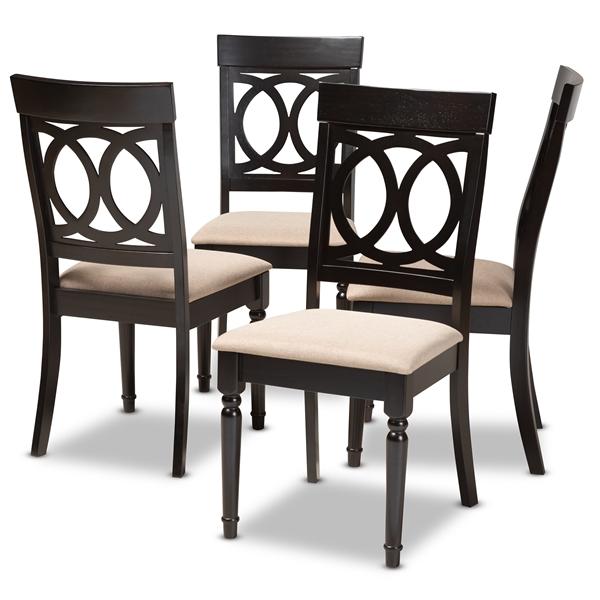 baxton studio Baxton Studio Lucie Modern and Contemporary Sand Fabric Upholstered Espresso Brown Finished Wood Dining Chair (Set of 4)
