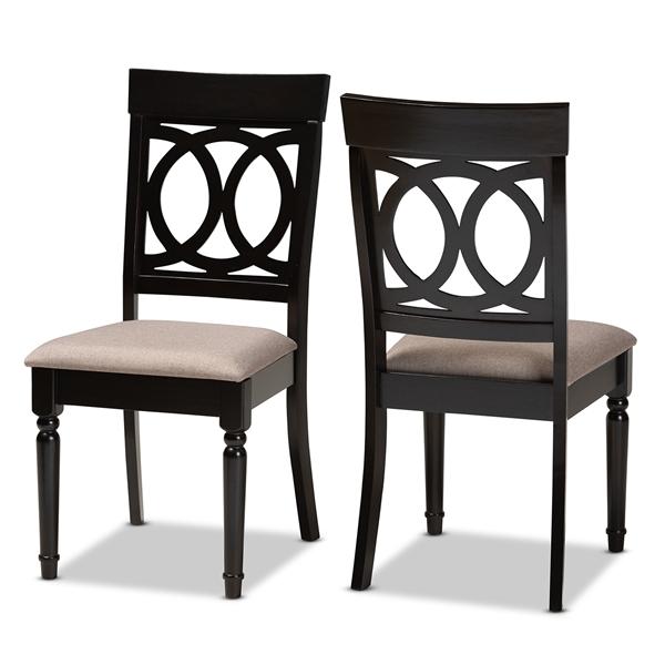 baxton studio Baxton Studio Lucie Modern and Contemporary Sand Fabric Upholstered and Espresso Brown Finished Wood 2-Piece Dining Chair Set Set