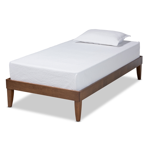 baxton studio Baxton Studio Lucina Mid-Century Modern Walnut Brown Finished Twin Size Platform Bed Frame